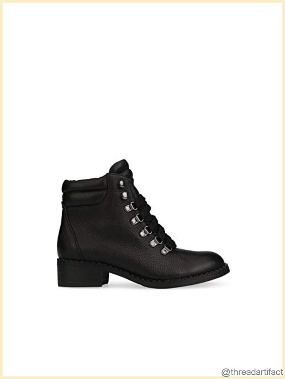 Leather Lace-Up Ankle Bootie with Block Heel and Cushioned Insole